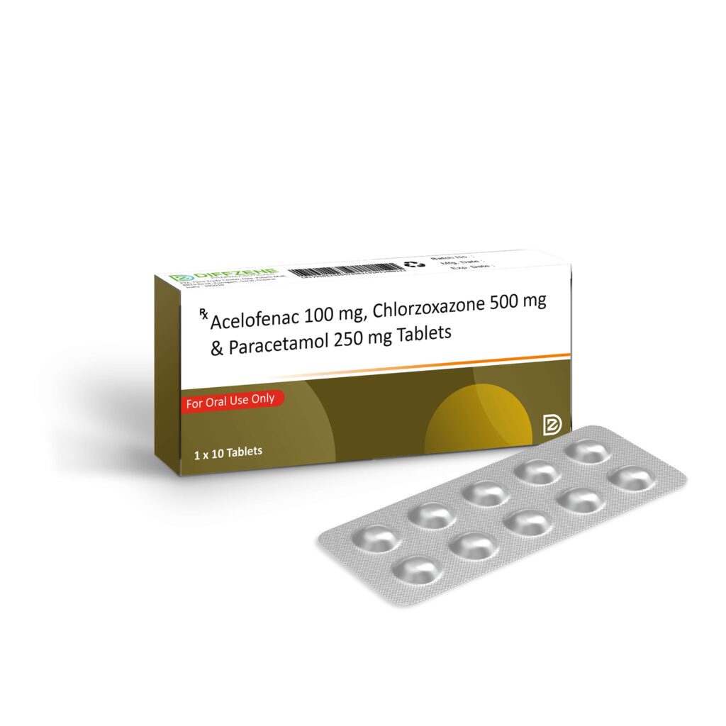 Acelofenac 100 mg, Chlorzoxazone 500 mg & Paracetamol 250 mg